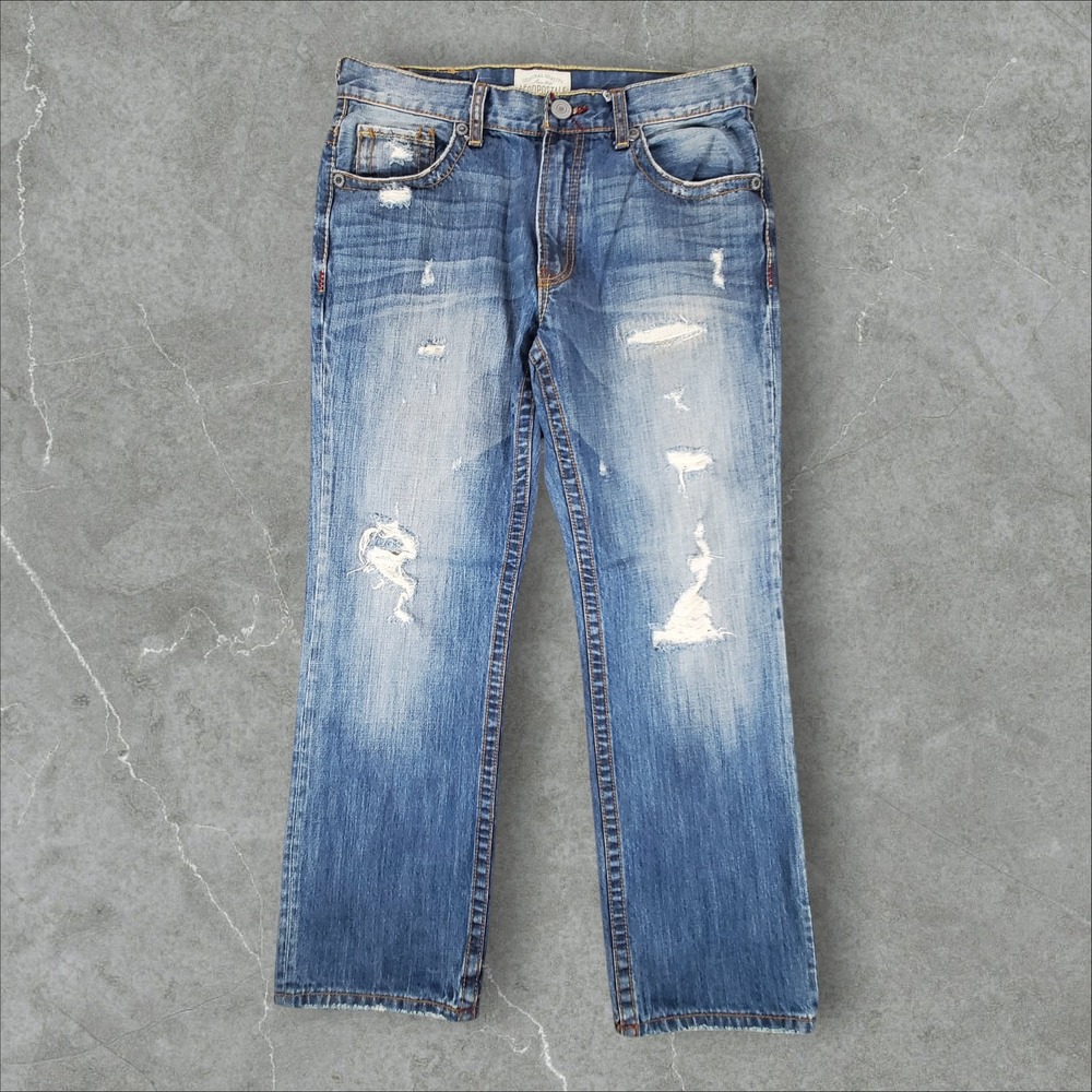 Aeropostale Essex Straight Leg Jeans Mens 32/30 Blue Distressed Y2K Bootcut